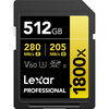 Cartes mémoires Lexar SDXC 512 Go Professional UHS-II 1800x (280Mb/s)